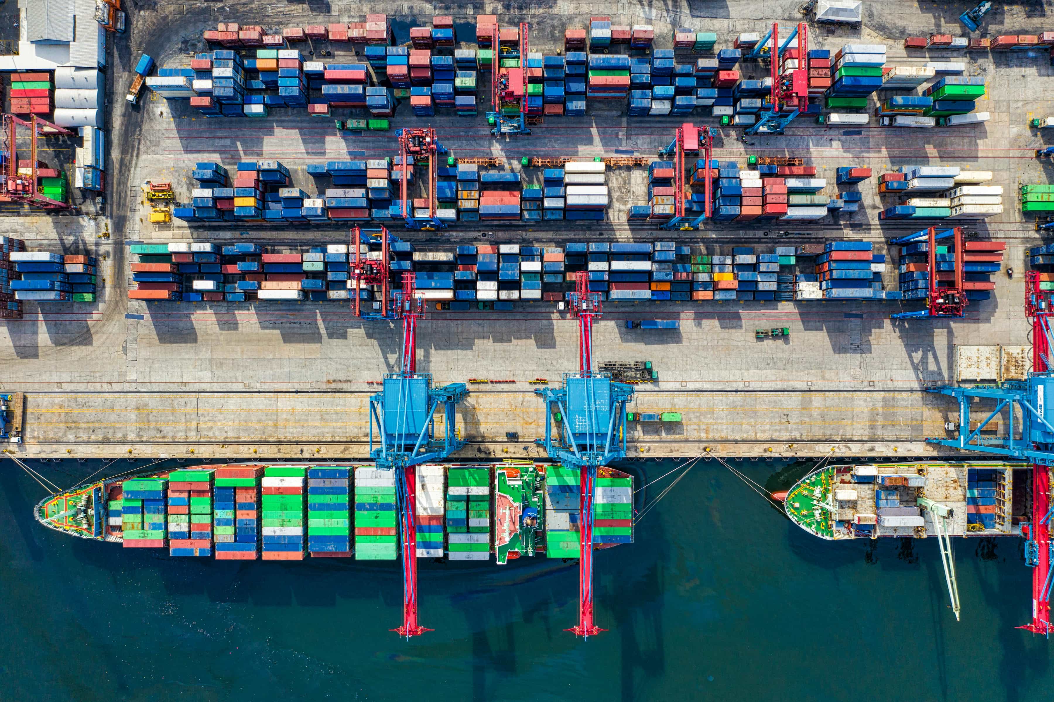 Top-down image of shipping containers